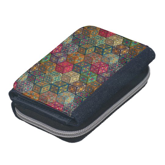 Vintage patchwork with floral mandala elements wallet