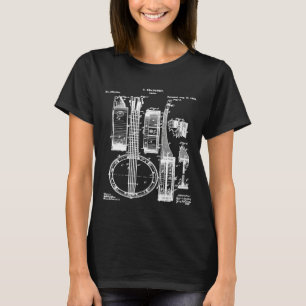 Vintage Patent Music Banjo 1882 Instrument Bluepri T-Shirt