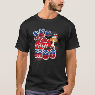 Vintage Patriot Cow 4th Of July American Flag Meri T-Shirt