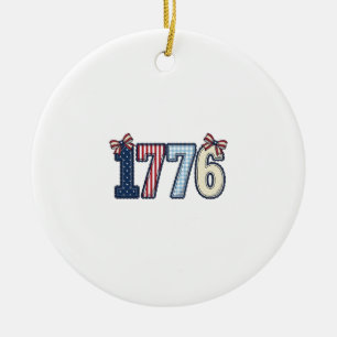 Vintage Patriotic 1776 Ribbon Shirt Design_1 Ceramic Ornament