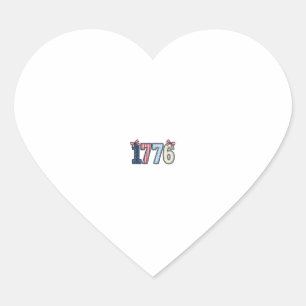 Vintage Patriotic 1776 Ribbon Shirt Design_1 Heart Sticker