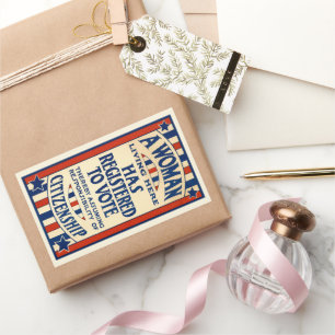 Vintage Patriotic, A Woman is Registered to VOTE Rectangular Sticker
