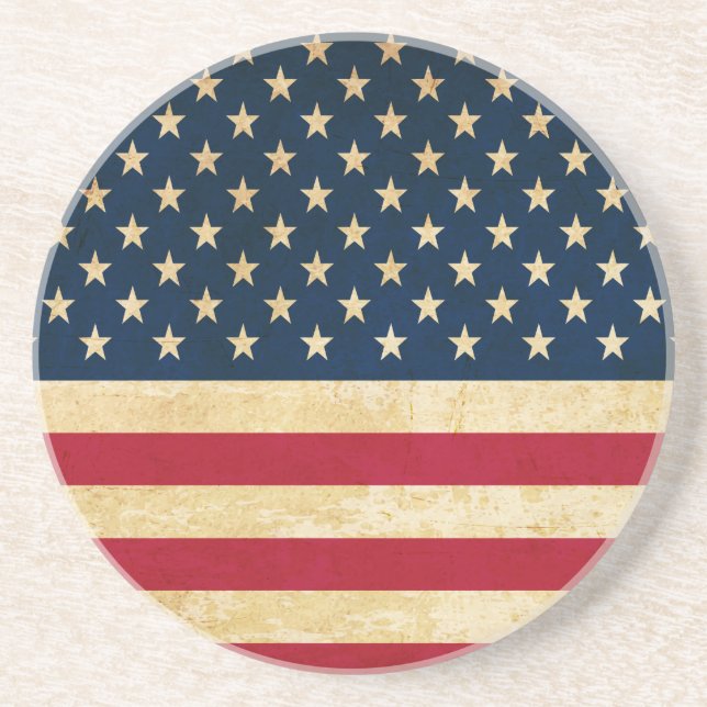 Vintage Patriotic American Flag Coaster (Front)