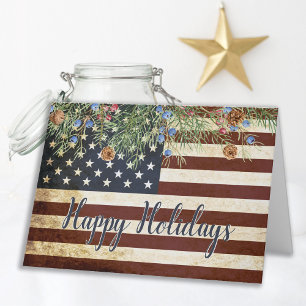 Vintage Patriotic American Flag Corporate Holiday Card