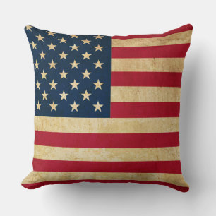 Vintage Patriotic American Flag Cushion