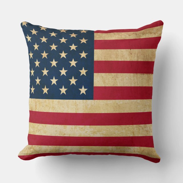Vintage Patriotic American Flag Cushion (Front)