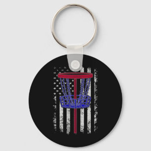 Vintage Patriotic American Flag Disc Golf Sket Dis Key Ring