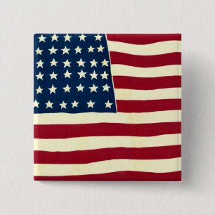 Vintage Patriotic American Flag, Fourth of July 15 Cm Square Badge