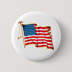 Vintage Patriotic American Flag, Fourth of July 6 Cm Round Badge