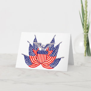 Vintage Patriotic American Flag, Fourth of July Card