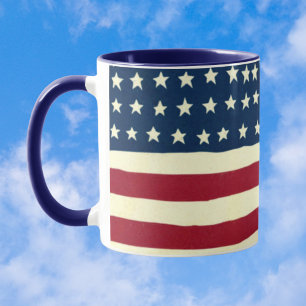 Vintage Patriotic American Flag, Fourth of July Coffee Mug