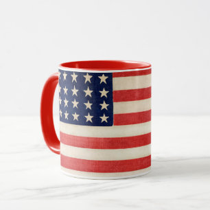Vintage Patriotic American Flag, Fourth of July Mug