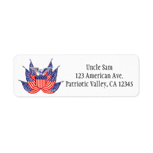 Vintage Patriotic American Flag, Fourth of July Return Address Label