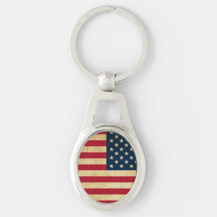 Vintage Patriotic American Flag Key Ring