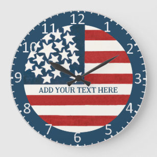 Vintage Patriotic American Flag Large Clock