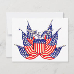 Vintage Patriotic American Flag, Party Invitation
