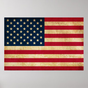 Vintage Patriotic American Flag Poster