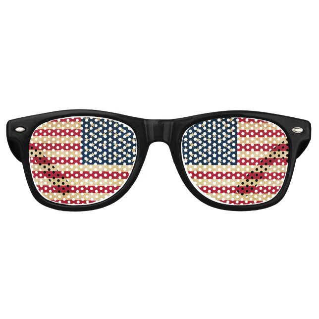 Vintage Patriotic American Flag Retro Sunglasses (Front)