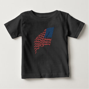 Vintage Patriotic American Flag Waving in the Wind Baby T-Shirt