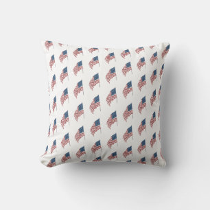 Vintage Patriotic American Flag Waving in the Wind Cushion