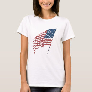 Vintage Patriotic American Flag Waving in the Wind T-Shirt
