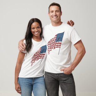 Vintage Patriotic American Flag Waving in the Wind T-Shirt