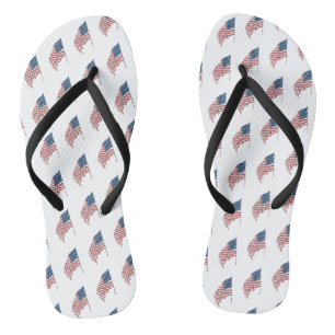 Vintage Patriotic American Flag Waving in the Wind Thongs