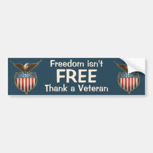 Vintage Patriotic, Bald Eagle with American Flag Bumper Sticker