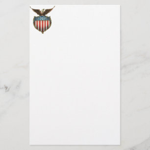 Vintage Patriotic, Bald Eagle with American Flag Stationery
