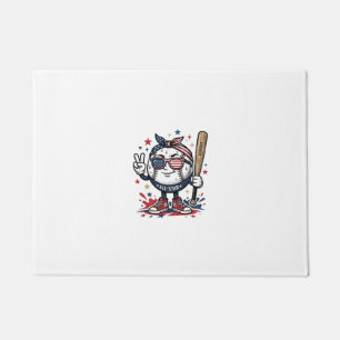Vintage Patriotic Baseball Mascot Shirt Design_1 Doormat