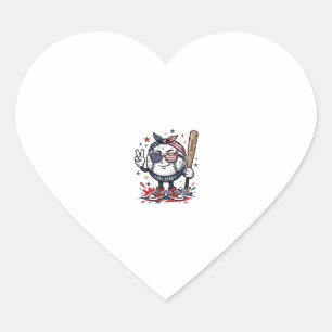 Vintage Patriotic Baseball Mascot Shirt Design_1 Heart Sticker