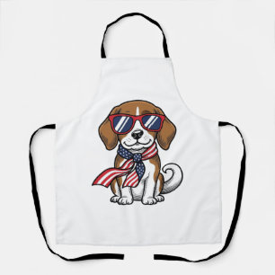 Vintage Patriotic Beagle Dog Sunglasses Shirt_1 Apron