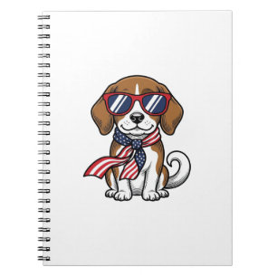 Vintage Patriotic Beagle Dog Sunglasses Shirt_1 Notebook