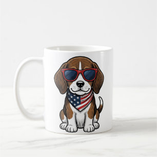 Vintage Patriotic Beagle Puppy Sunglasses Shirt_1 Coffee Mug
