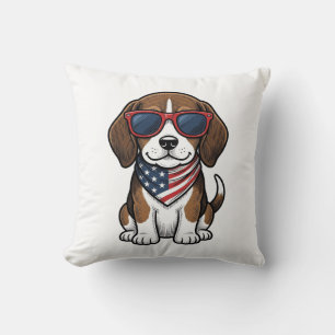 Vintage Patriotic Beagle Puppy Sunglasses Shirt_1 Cushion