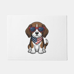 Vintage Patriotic Beagle Puppy Sunglasses Shirt_1 Doormat