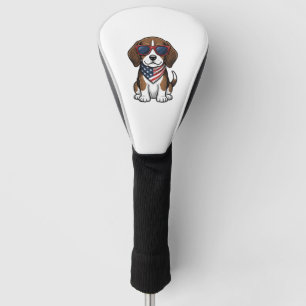 Vintage Patriotic Beagle Puppy Sunglasses Shirt_1 Golf Head Cover