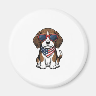 Vintage Patriotic Beagle Puppy Sunglasses Shirt_1 Magnet