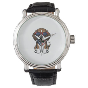 Vintage Patriotic Beagle Puppy Sunglasses Shirt_1 Watch