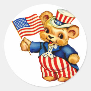 Vintage Patriotic Bear Sticker