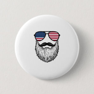 Vintage Patriotic Beard Sunglasses Graphic Shirt_1 6 Cm Round Badge