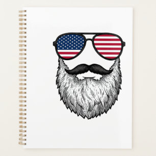 Vintage Patriotic Beard Sunglasses Graphic Shirt_1 Planner