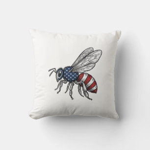 Vintage Patriotic Bee Vector Graphic Shirt Design_ Cushion