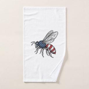 Vintage Patriotic Bee Vector Graphic Shirt Design_ Hand Towel