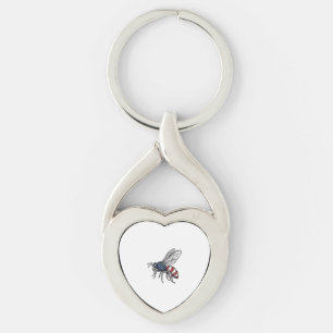 Vintage Patriotic Bee Vector Graphic Shirt Design_ Key Ring