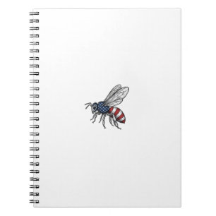 Vintage Patriotic Bee Vector Graphic Shirt Design_ Notebook