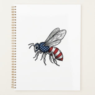 Vintage Patriotic Bee Vector Graphic Shirt Design_ Planner