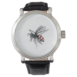 Vintage Patriotic Bee Vector Graphic Shirt Design_ Watch