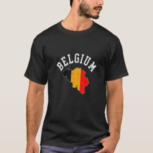 Vintage Patriotic Belgium Flag Map Distressed   T-Shirt