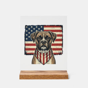 Vintage Patriotic Boxer Dog Flag Shirt Design_1 Acrylic Sign